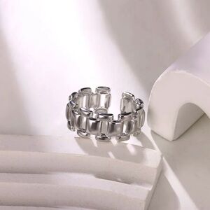 Silver-Tone Chunky Chain Link Ring – Stainless Steel | Modern Statement